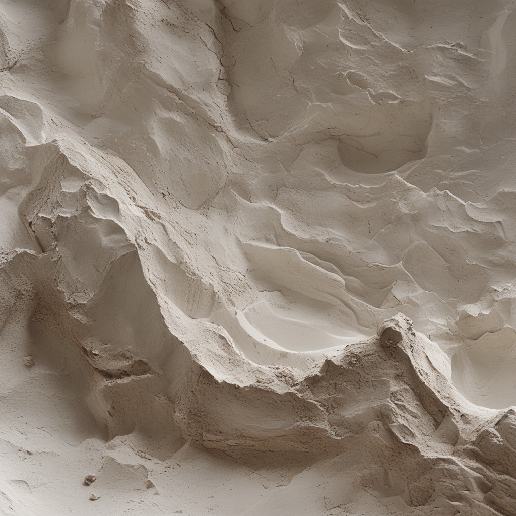 Falujący jedwabny materiał w chłodnym powietrzu, uchwycony w długiej ekspozycji, tworzący płynne, organiczne fale na neutralnym, szaro-beżowym tle, symbolizujące rytm oddechu